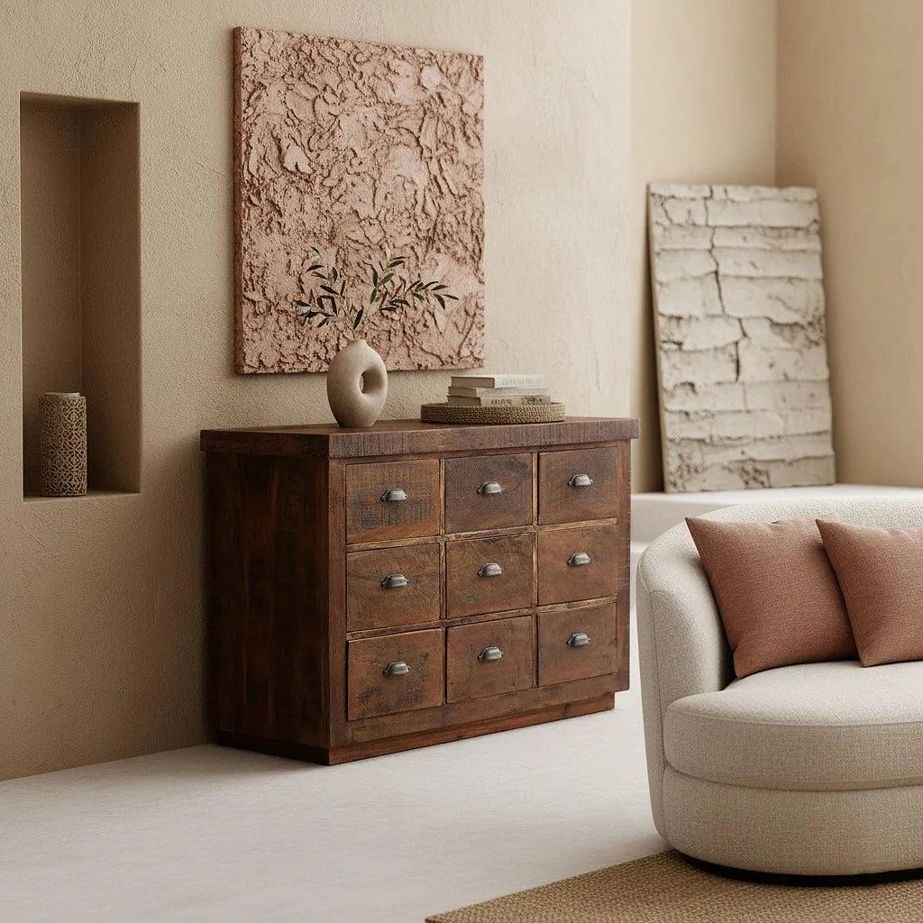 Raw Materials Dressoir Hout Bruin 9 Lades - KwaliteitWonen.nl