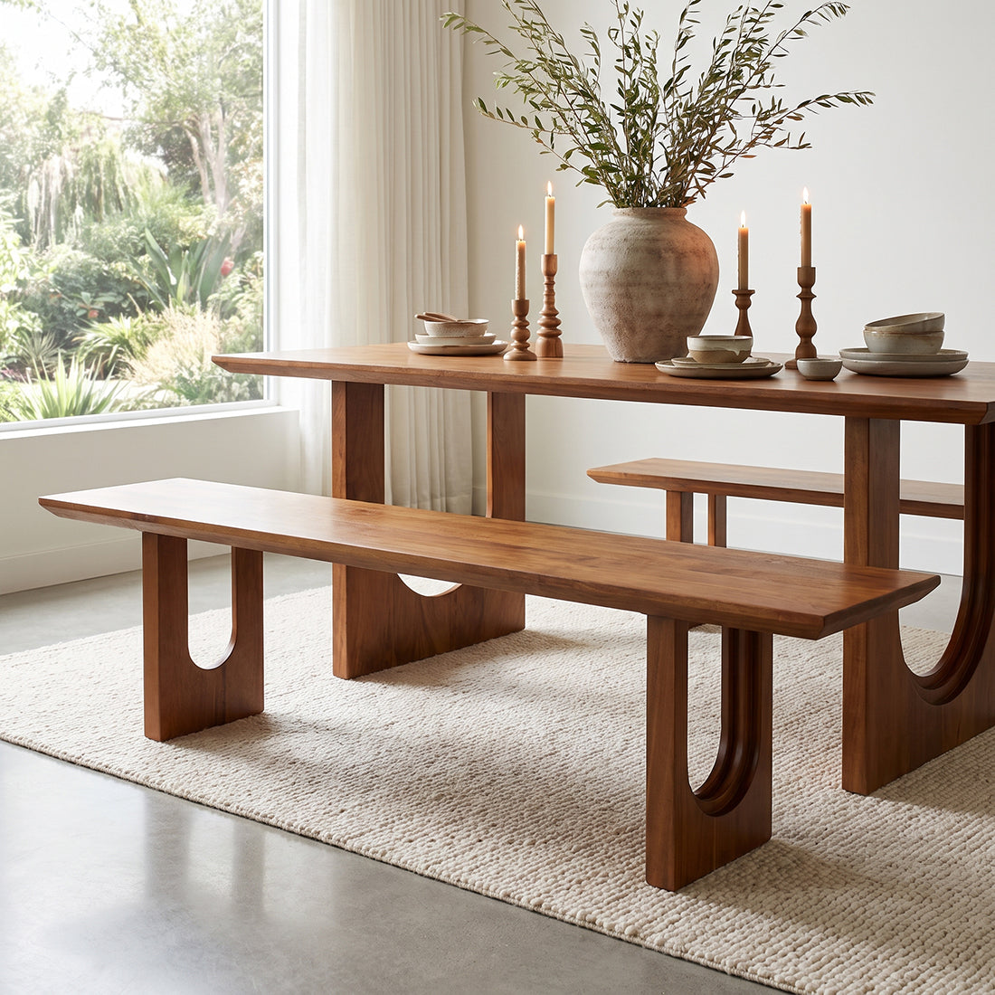 Raw Materials Eetkamerbank Bullnose Chamfered 180cm mangohout - KwaliteitWonen.nl