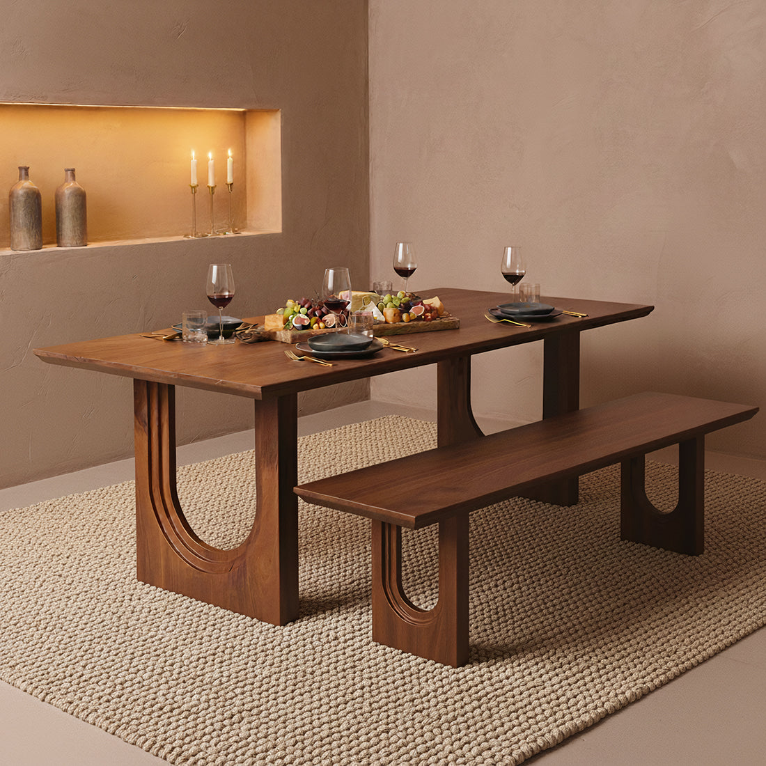 Raw Materials Eettafel Bullnose Chamfered Arch 240cm mangohout - KwaliteitWonen.nl