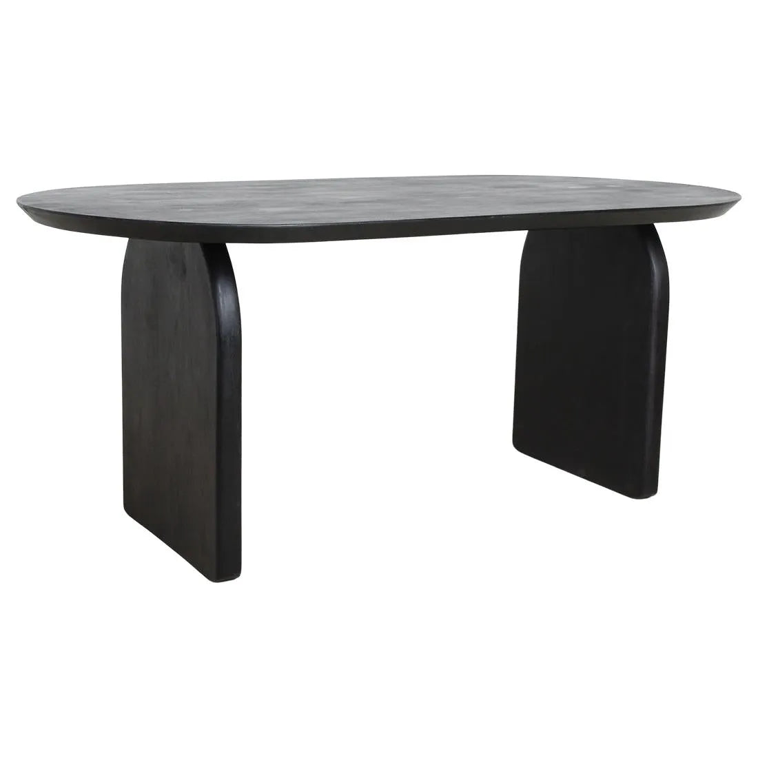 Raw Materials Eettafel Bullnose Ovaal 180x90cm Mangohout Zwart - Gesloten Onderstel - KwaliteitWonen.nl
