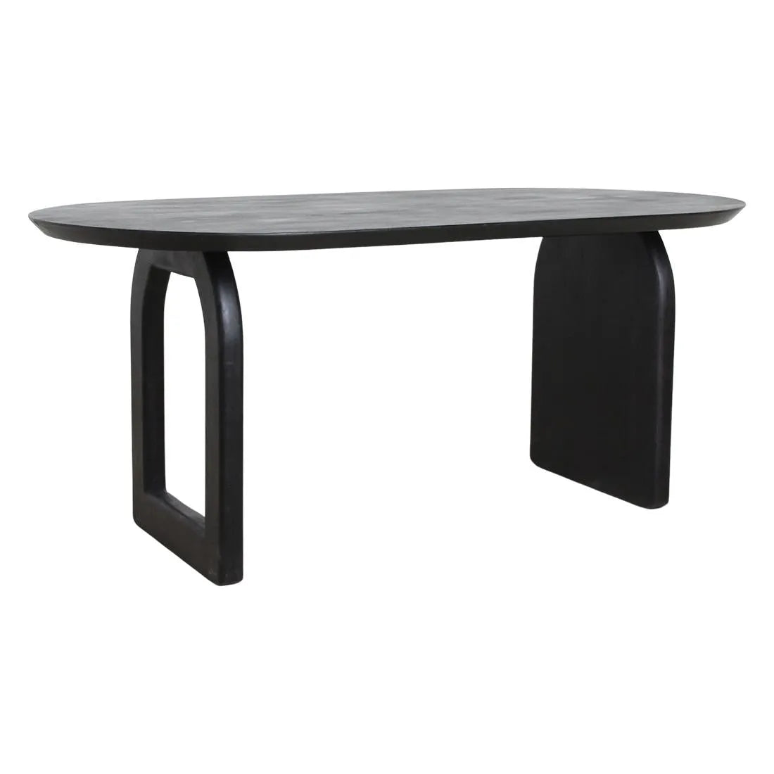 Raw Materials Eettafel Bullnose Ovaal 180x90cm Zwart Mangohout - Mix Onderstel - KwaliteitWonen.nl
