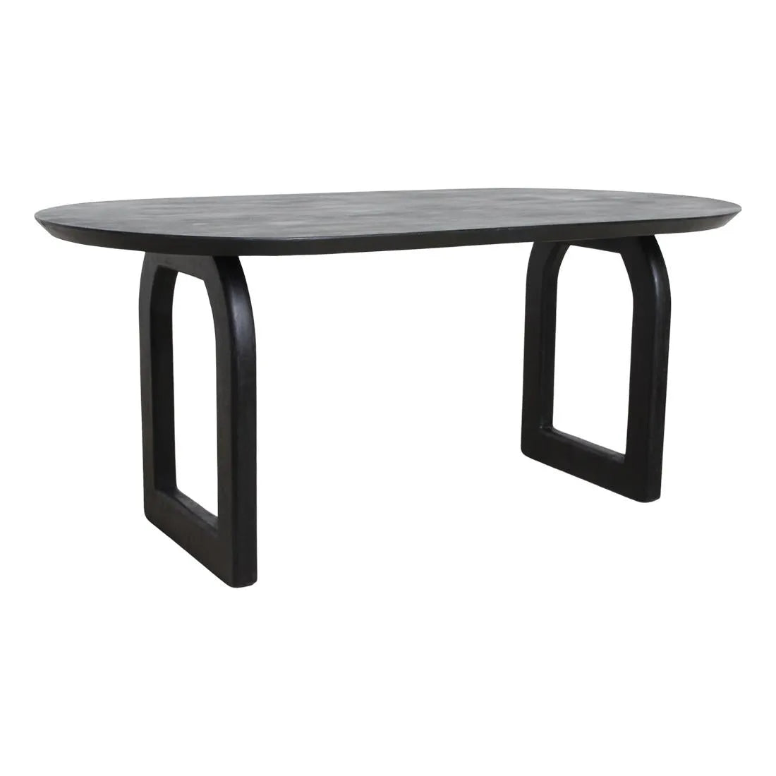 Raw Materials Eettafel Bullnose Ovaal 180x90cm Zwart Mangohout - Open Onderstel - KwaliteitWonen.nl
