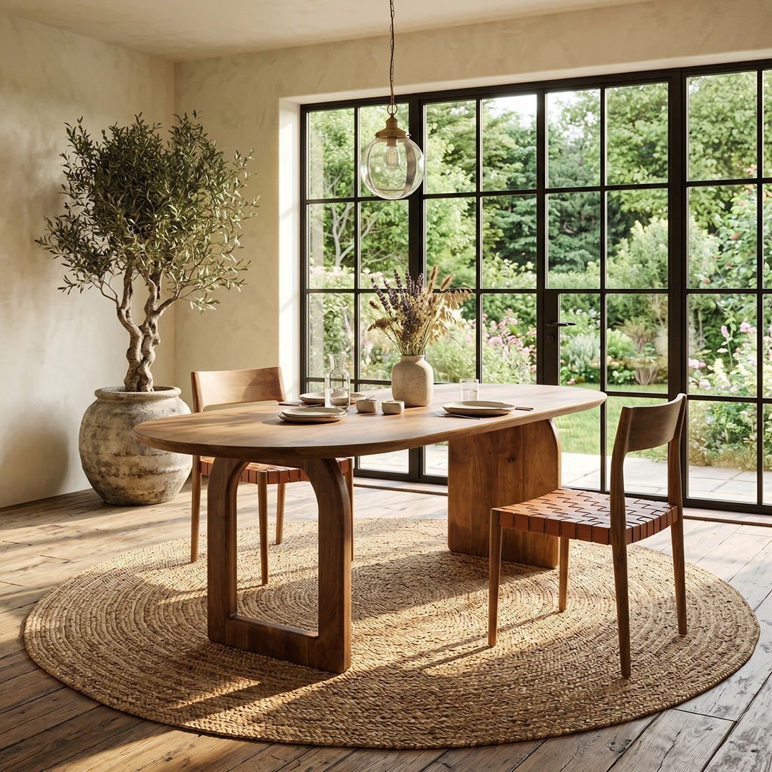 Raw Materials Eettafel Bullnose Ovaal 200x90cm Bruin Mangohout - Mix Onderstel - KwaliteitWonen.nl