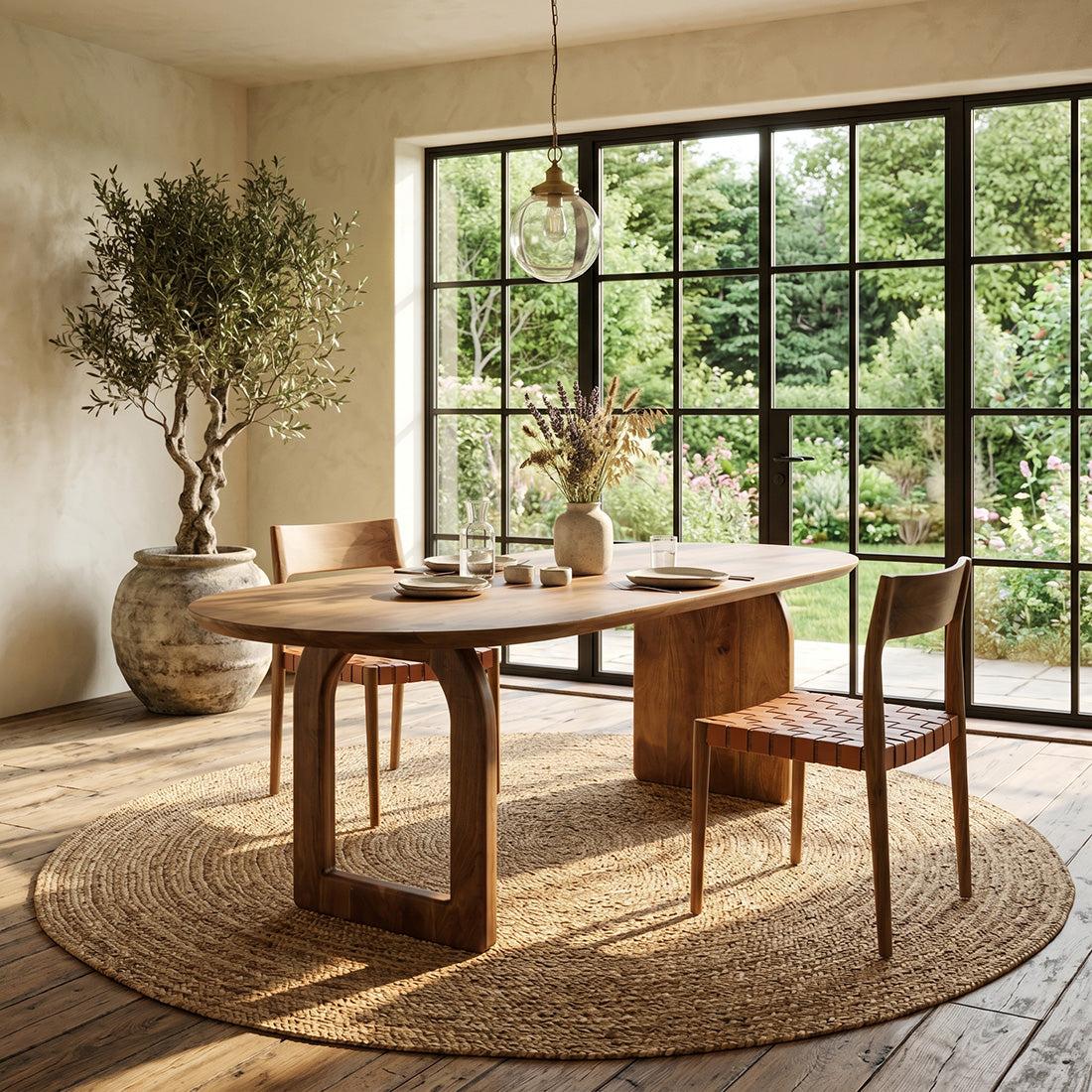 Raw Materials Eettafel Bullnose Ovaal 200x90cm Bruin Mangohout - Mix Onderstel - KwaliteitWonen.nl