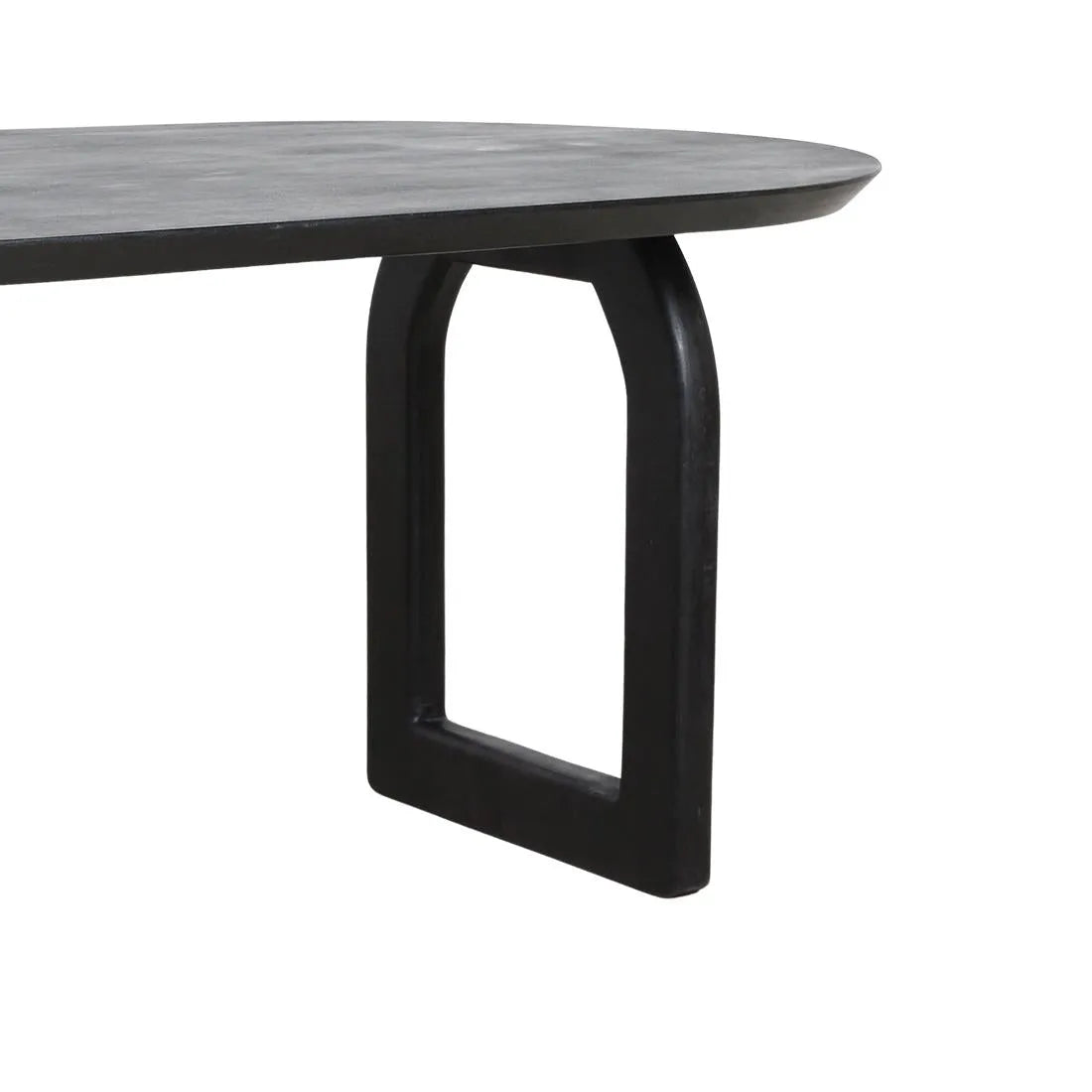 Raw Materials Eettafel Bullnose Ovaal 200x90cm Zwart Mangohout - Open Onderstel - KwaliteitWonen.nl