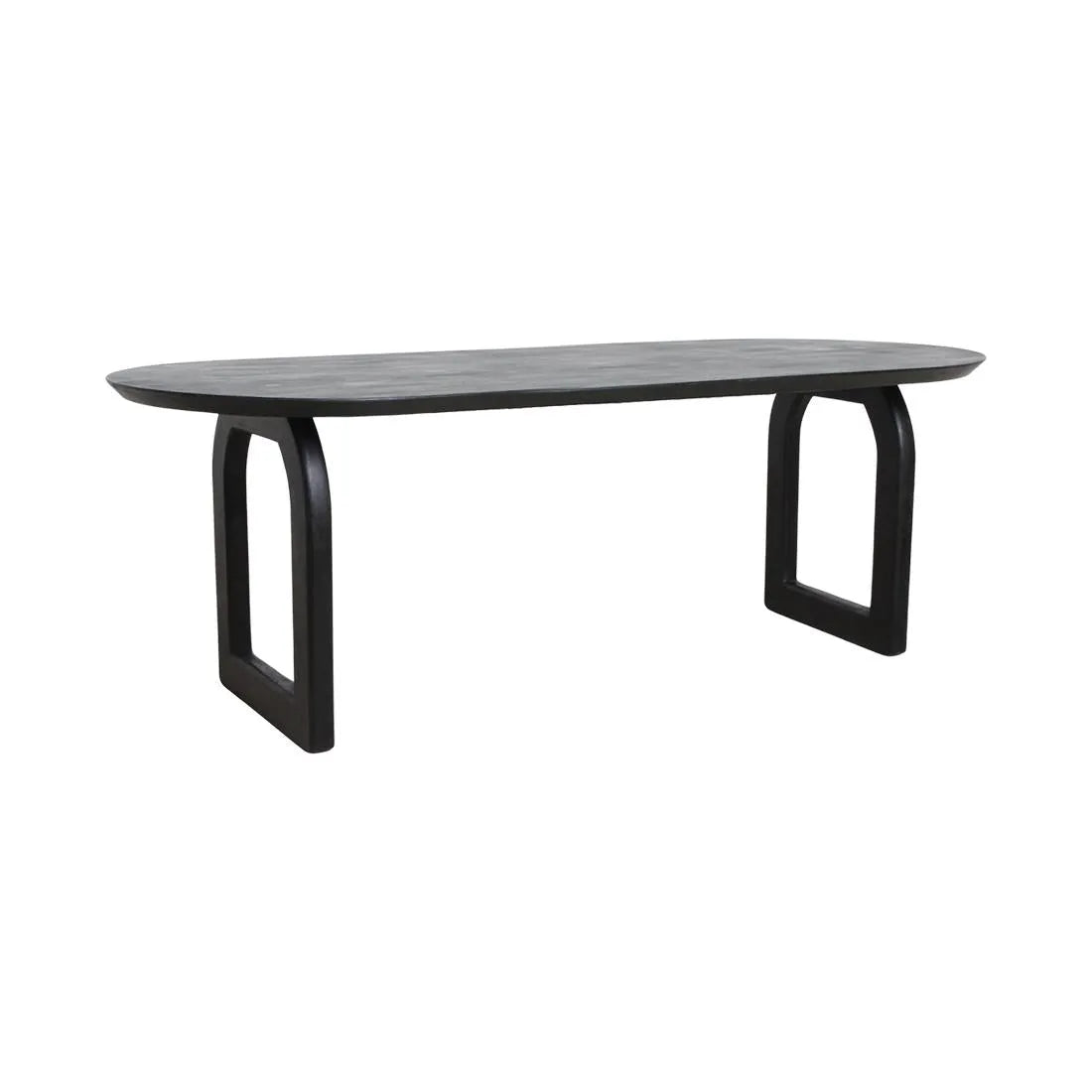 Raw Materials Eettafel Bullnose Ovaal 200x90cm Zwart Mangohout - Open Onderstel - KwaliteitWonen.nl