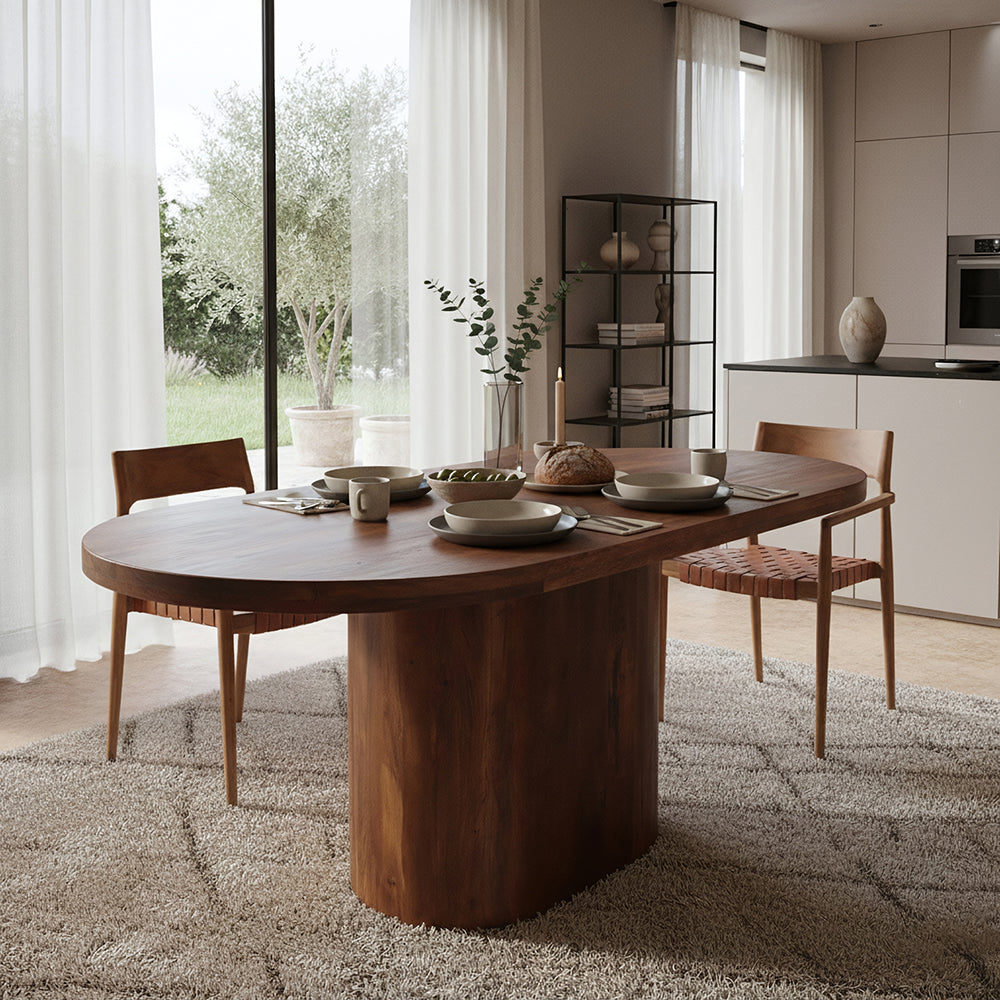 Raw Materials Eettafel Bullose Oblong Ovaal 240x110cm Mangohout - KwaliteitWonen.nl