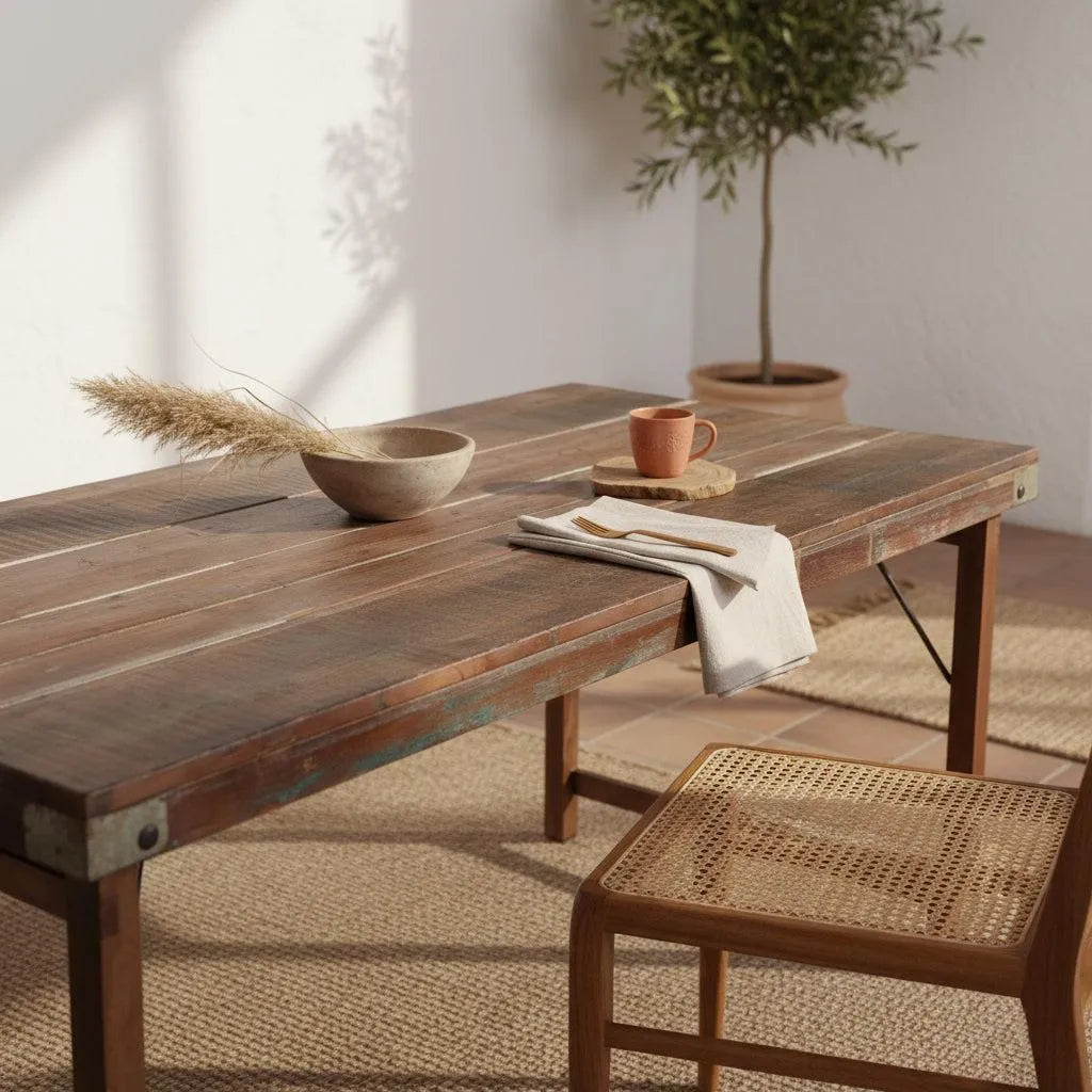 Raw Materials Eettafel Vintage Inklapbaar 165x75cm Gerecycled Hout - KwaliteitWonen.nl