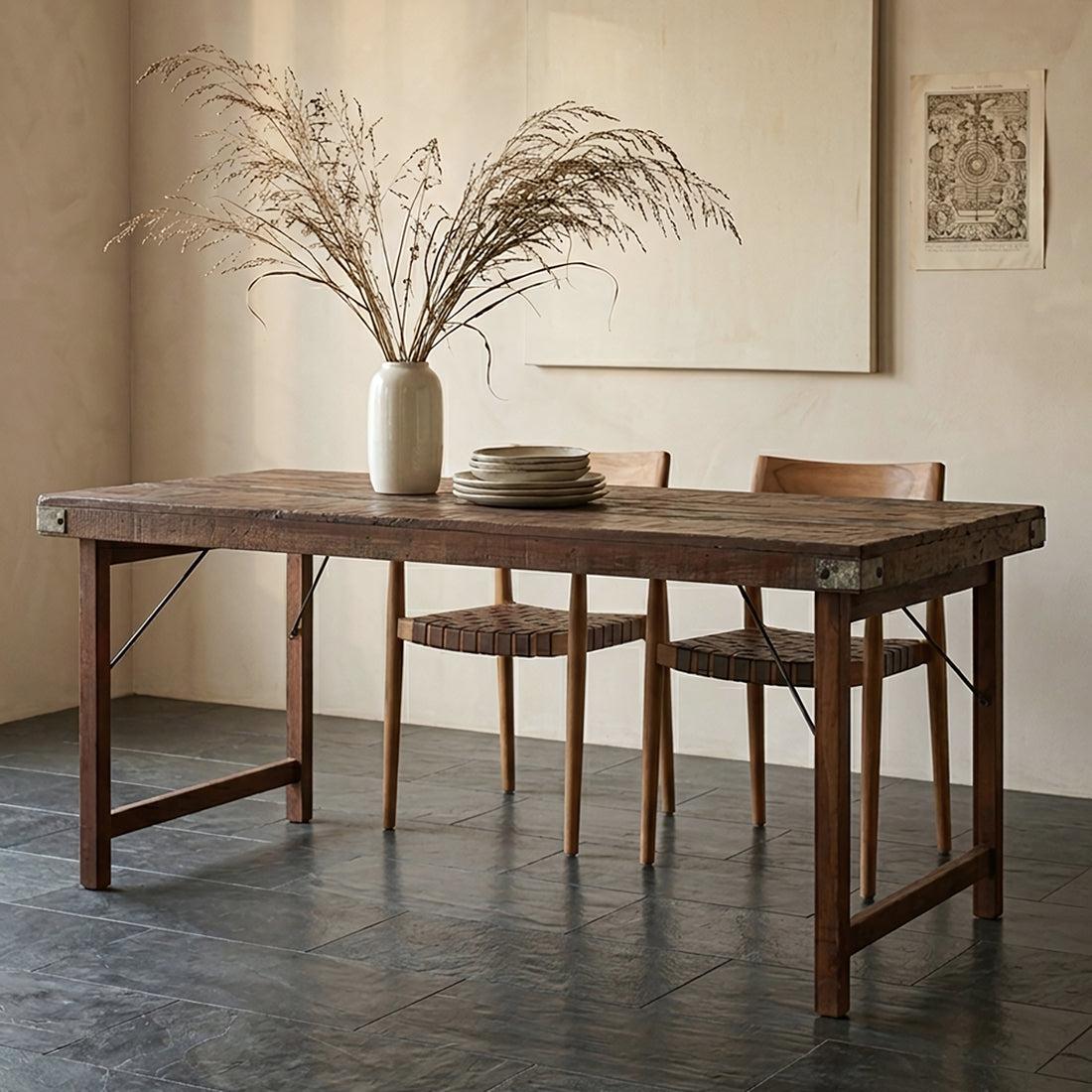 Raw Materials Eettafel Vintage Inklapbaar 165x75cm Gerecycled Hout - KwaliteitWonen.nl