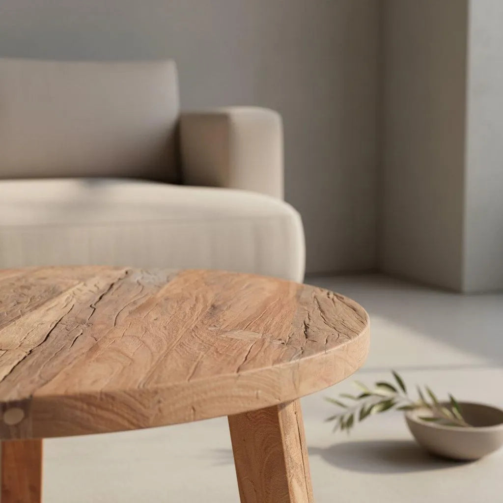 Raw Materials Farmwood Ronde Salontafel - Fsc-Gerecycled Hout - Ø70cm - KwaliteitWonen.nl