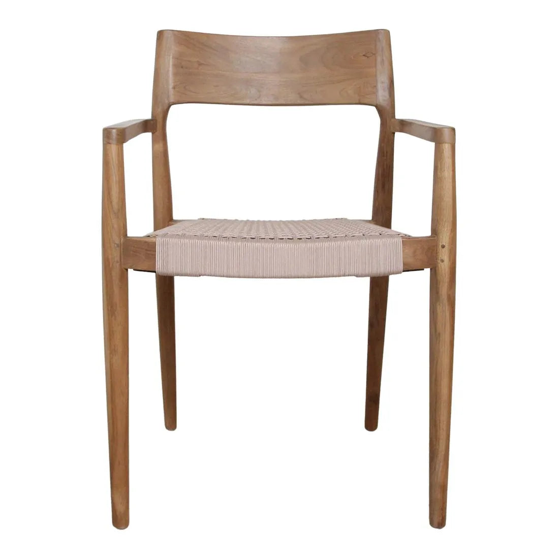 Raw Materials Freya Donker Teakhouten Tuinstoel Met Armleuning - Naturel (Set Van 2) - KwaliteitWonen.nl
