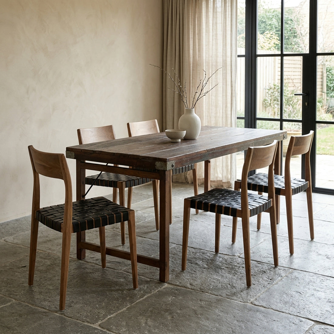Raw Materials Inklapbare Vintage Eettafel Xl - Gerecycled Hout - 190x80cm - KwaliteitWonen.nl