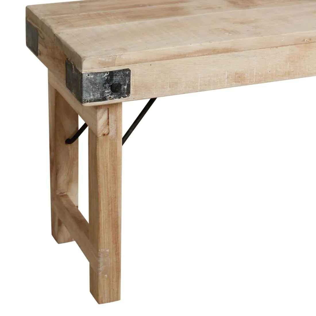 Raw Materials Limewash Inklapbare Eetkamerbank - Fsc-Gerecycled Hout - 120cm - KwaliteitWonen.nl