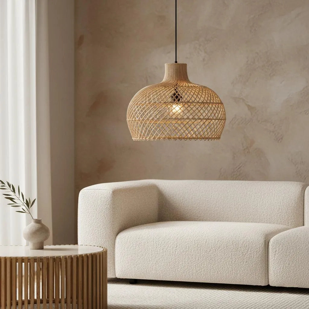 Raw Materials Maze Rotan Hanglamp Naturel - Ø 42x36 Cm - KwaliteitWonen.nl