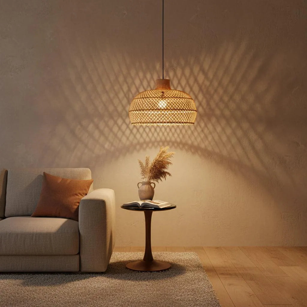 Raw Materials Maze Rotan Hanglamp Naturel -Ø 57x36 Cm - KwaliteitWonen.nl