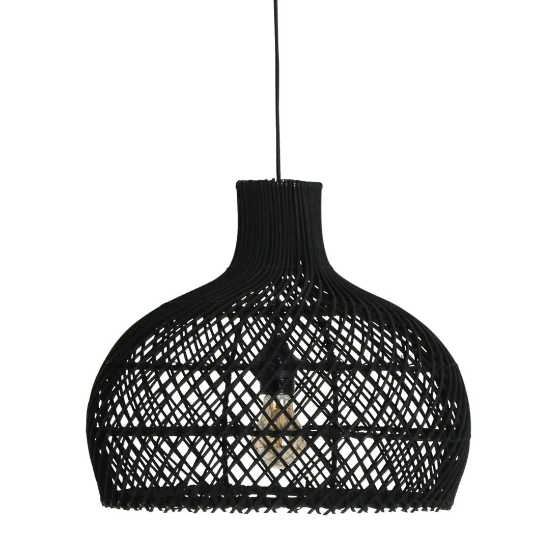 Raw Materials Maze Rotan Hanglamp Zwart - Ø 42x36 Cm - KwaliteitWonen.nl