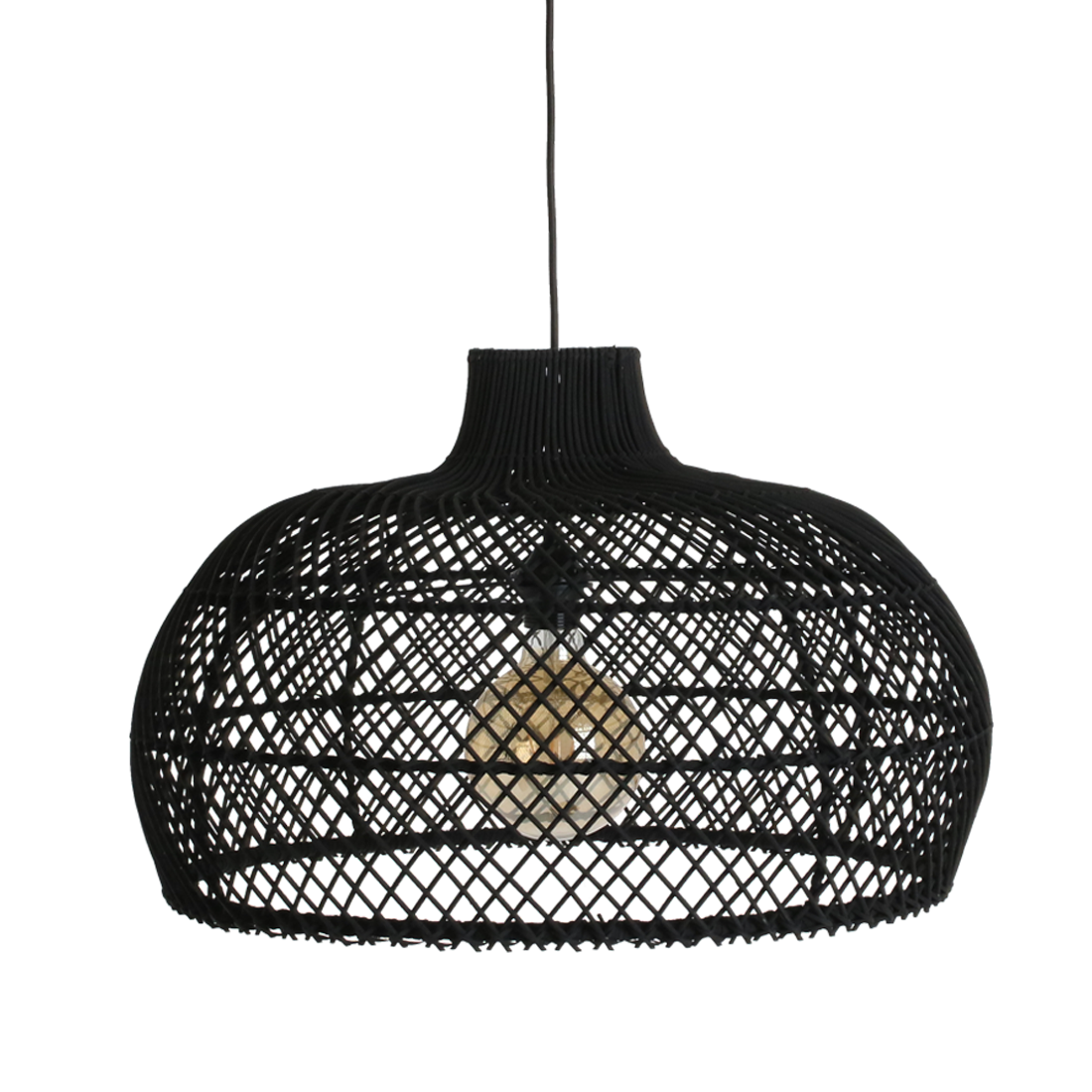 Raw Materials Maze Rotan Hanglamp Zwart - Ø 57x36 Cm - KwaliteitWonen.nl
