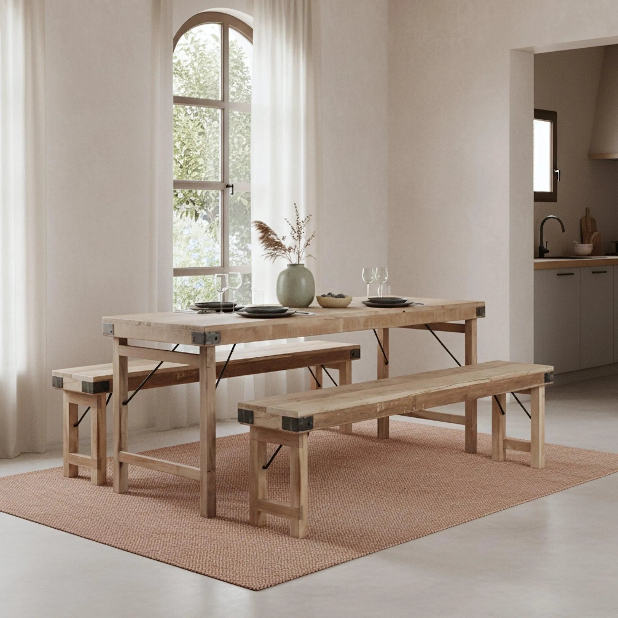 Raw Materials - Opklapbare Eettafel 172x60cm Limewash Hout - KwaliteitWonen.nl