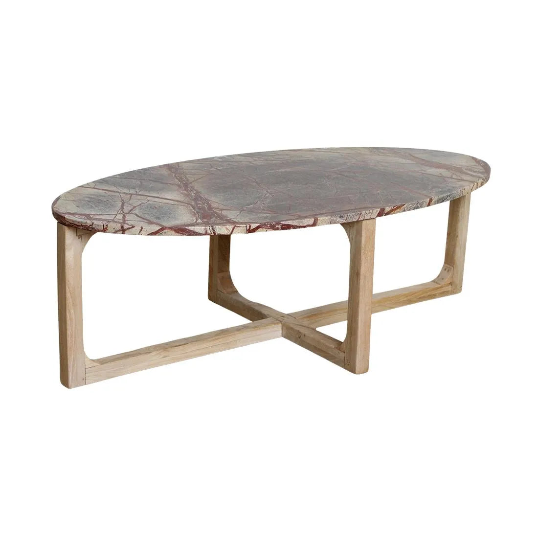 Raw Materials Ovale Marmeren Salontafel Bizar Bruin 120x60cm - KwaliteitWonen.nl