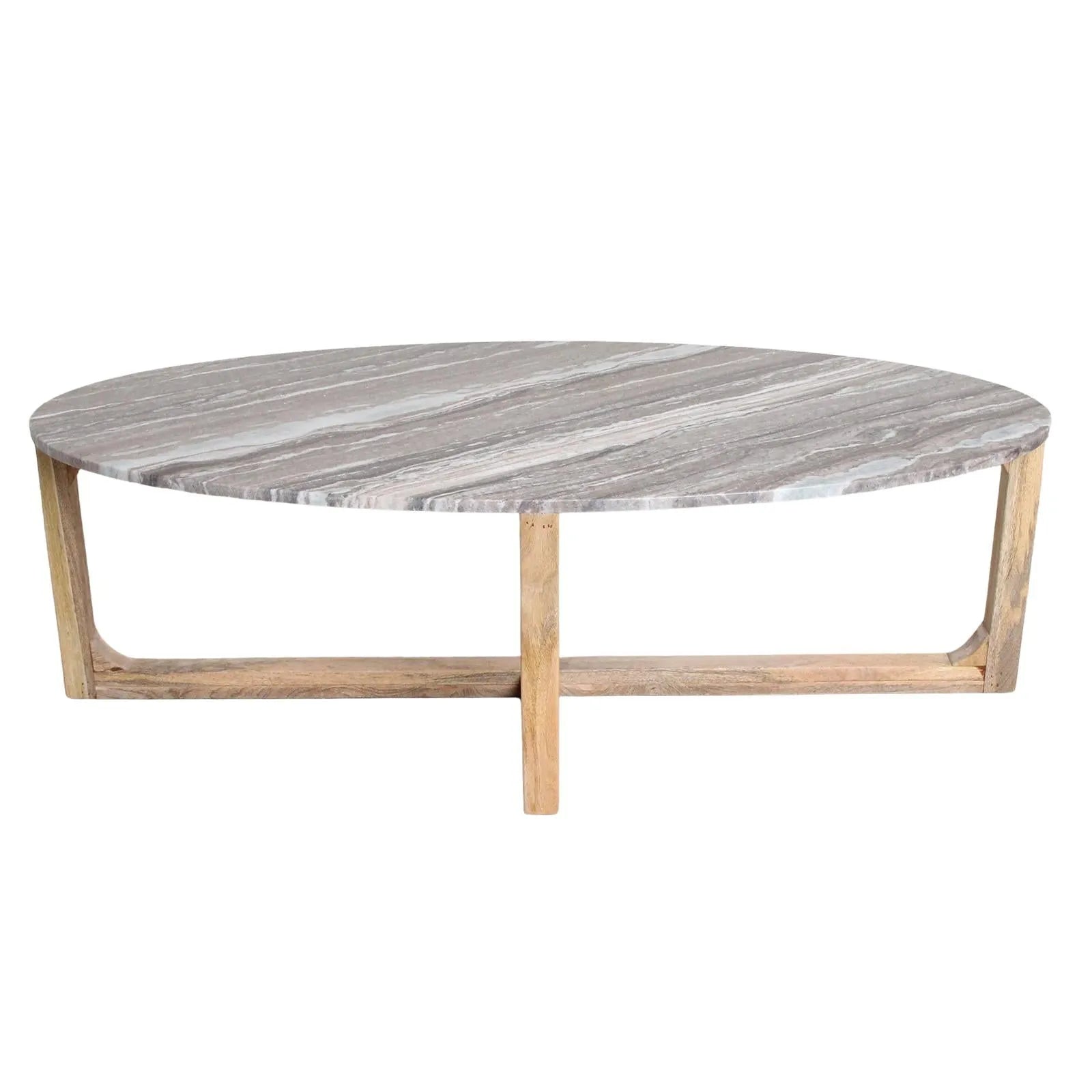 Raw Materials Ovale Marmeren Salontafel Fantasy Bruin 120x60cm - KwaliteitWonen.nl
