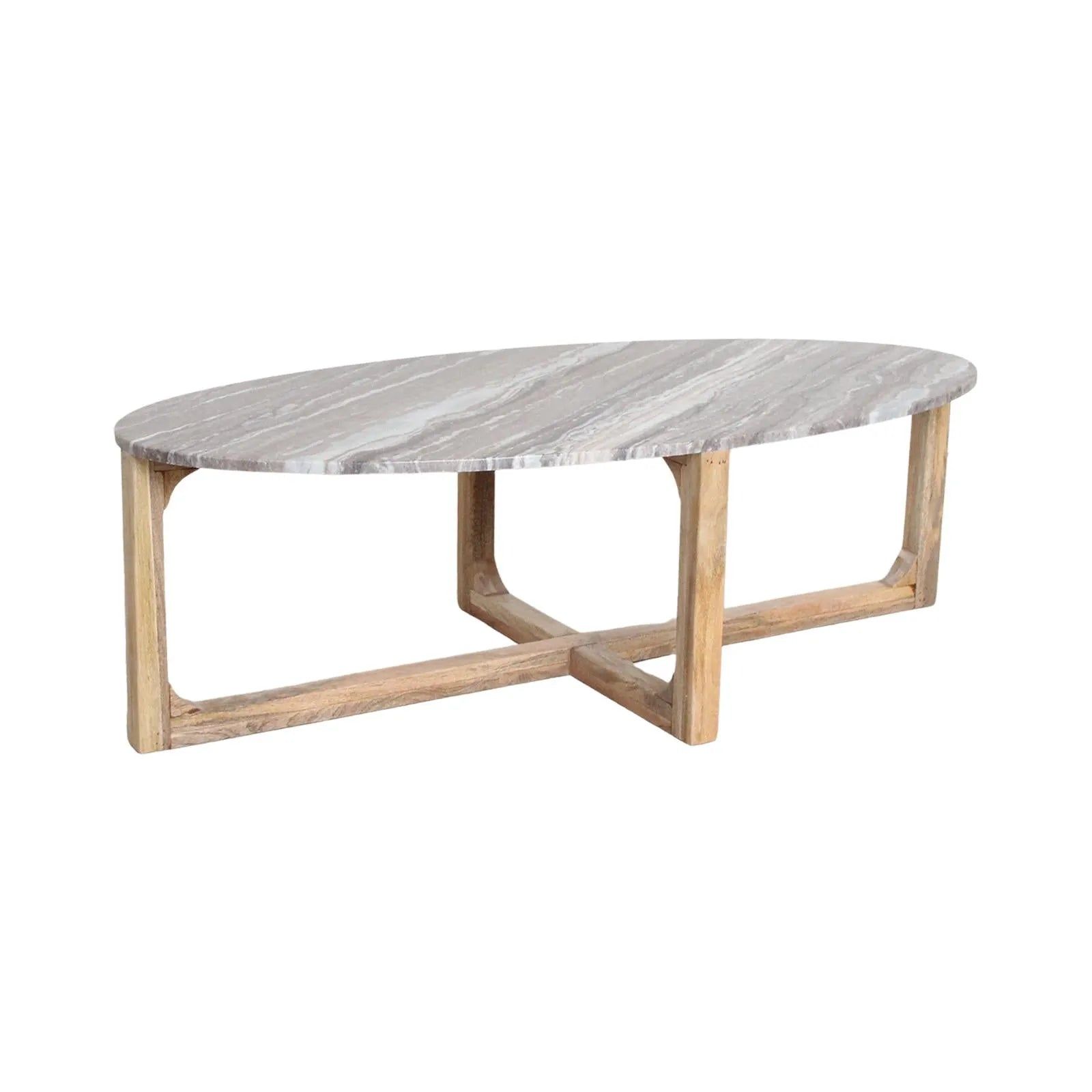 Raw Materials Ovale Marmeren Salontafel Fantasy Bruin 120x60cm - KwaliteitWonen.nl