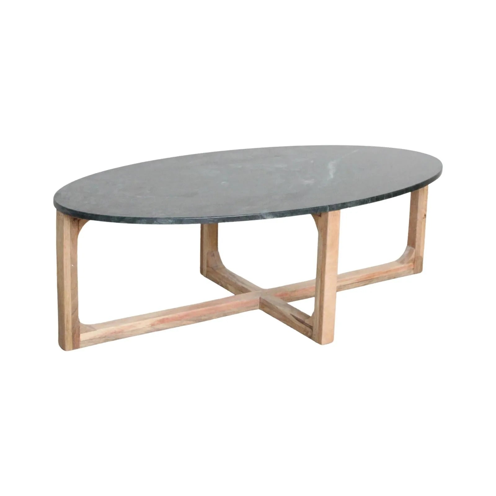 Raw Materials Ovale Marmeren Salontafel Groen 120x60cm - KwaliteitWonen.nl