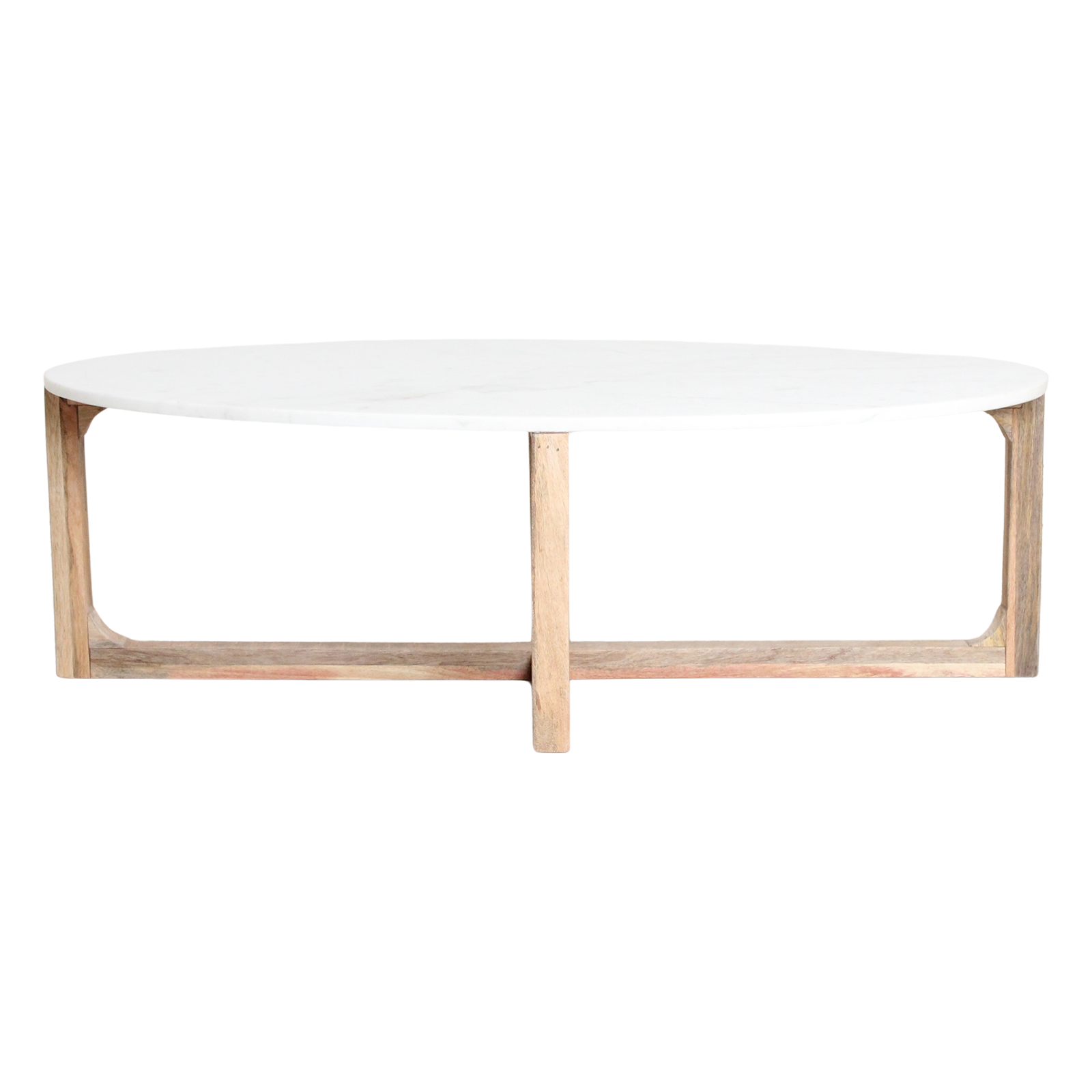 Raw Materials Ovale Marmeren Salontafel - Wit 120x60cm - KwaliteitWonen.nl