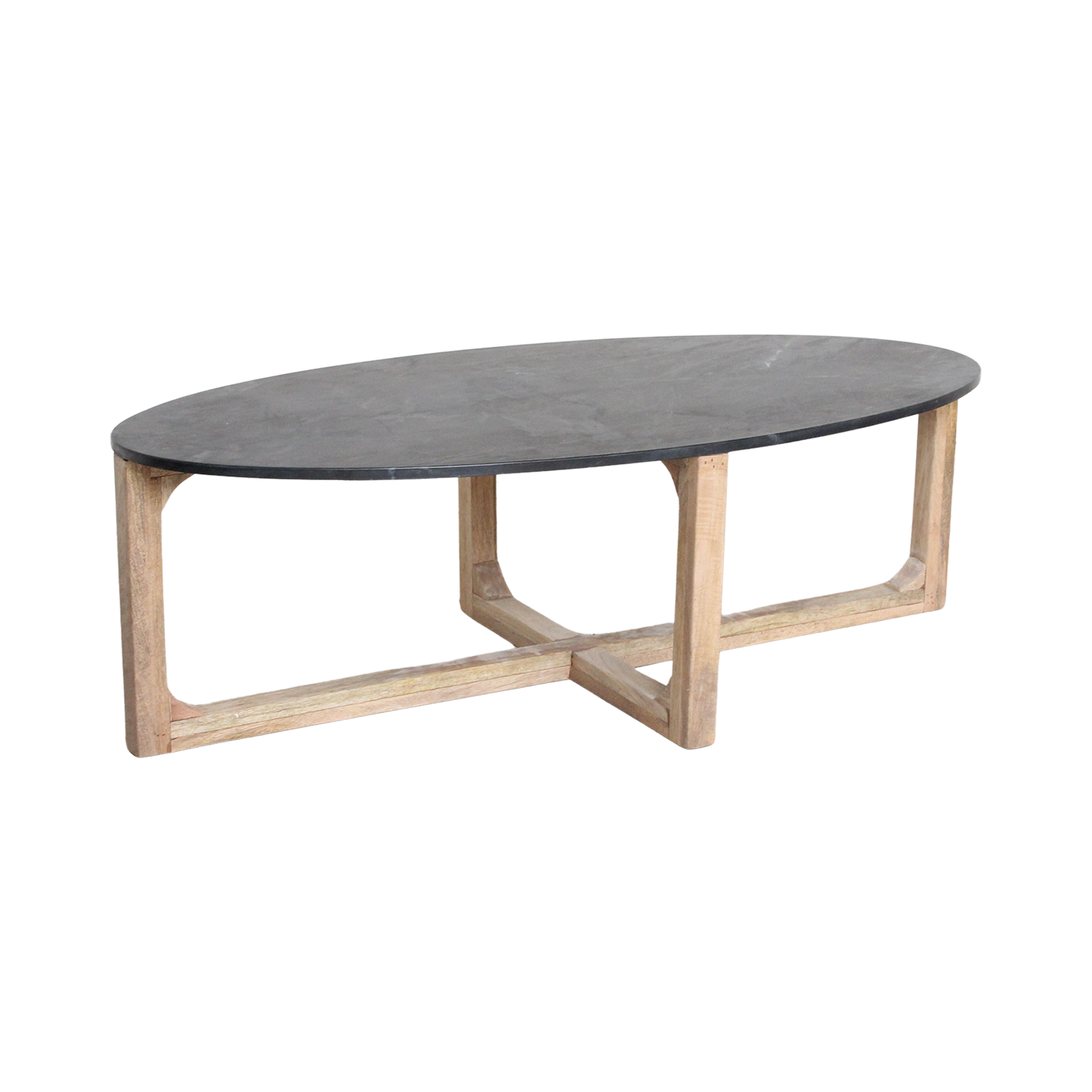 Raw Materials Ovale Marmeren Salontafel Zwart 120x60cm - KwaliteitWonen.nl