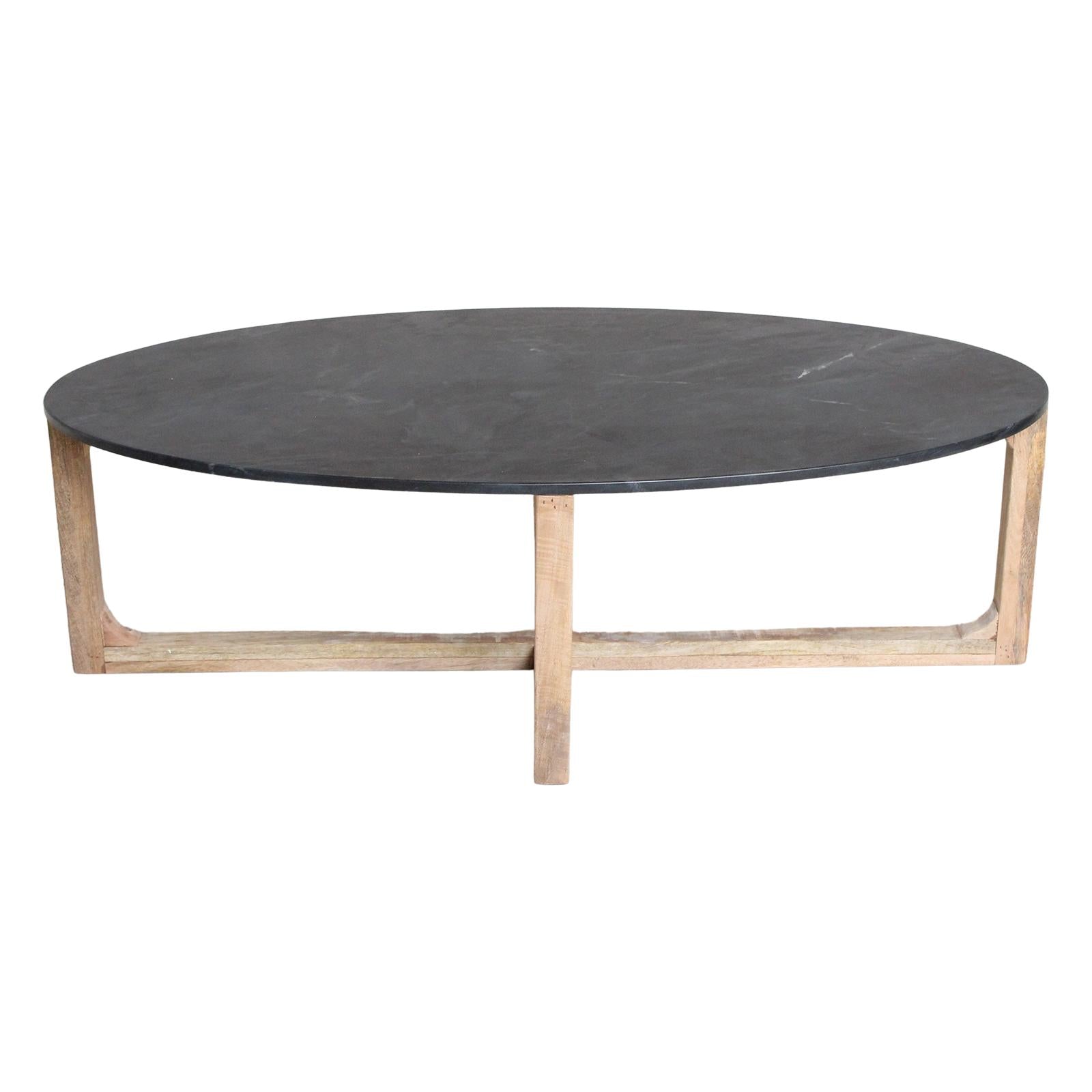 Raw Materials Ovale Marmeren Salontafel Zwart 120x60cm - KwaliteitWonen.nl