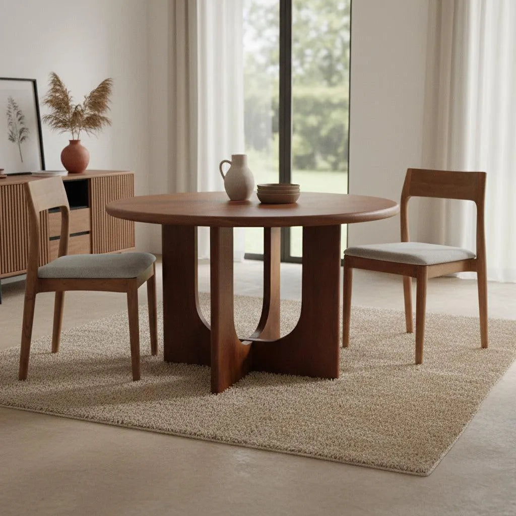 Raw Materials Ronde Mangohouten Eettafel Bullnose - Ø 120cm - KwaliteitWonen.nl