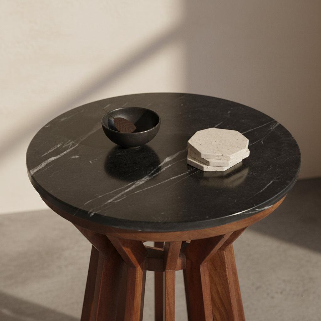 Raw Materials Sabah Marmeren Bijzettafel - Zwart - KwaliteitWonen.nl