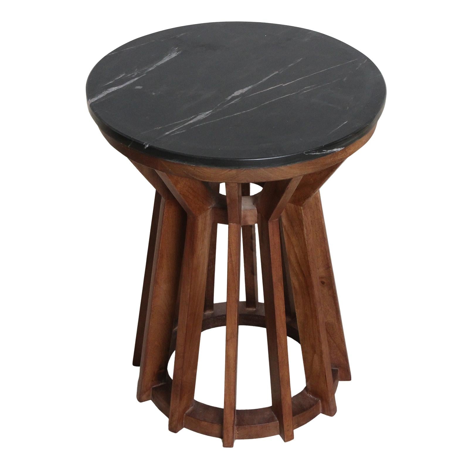 Raw Materials Sabah Marmeren Bijzettafel - Zwart - KwaliteitWonen.nl