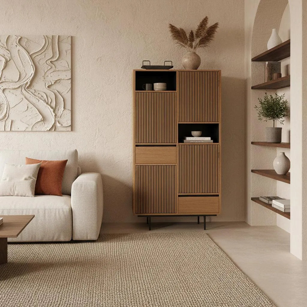 Raw Materials Wandkast Ritme Teakhouten Kast-Kwaliteitwonen.nl