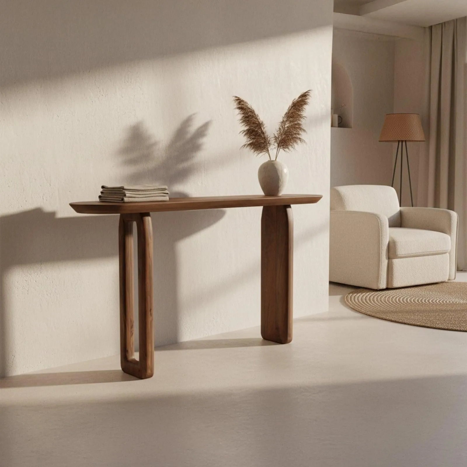 Raw Materials Wandtafel Bullnose 140x35cm Mangohout Bruin - KwaliteitWonen.nl