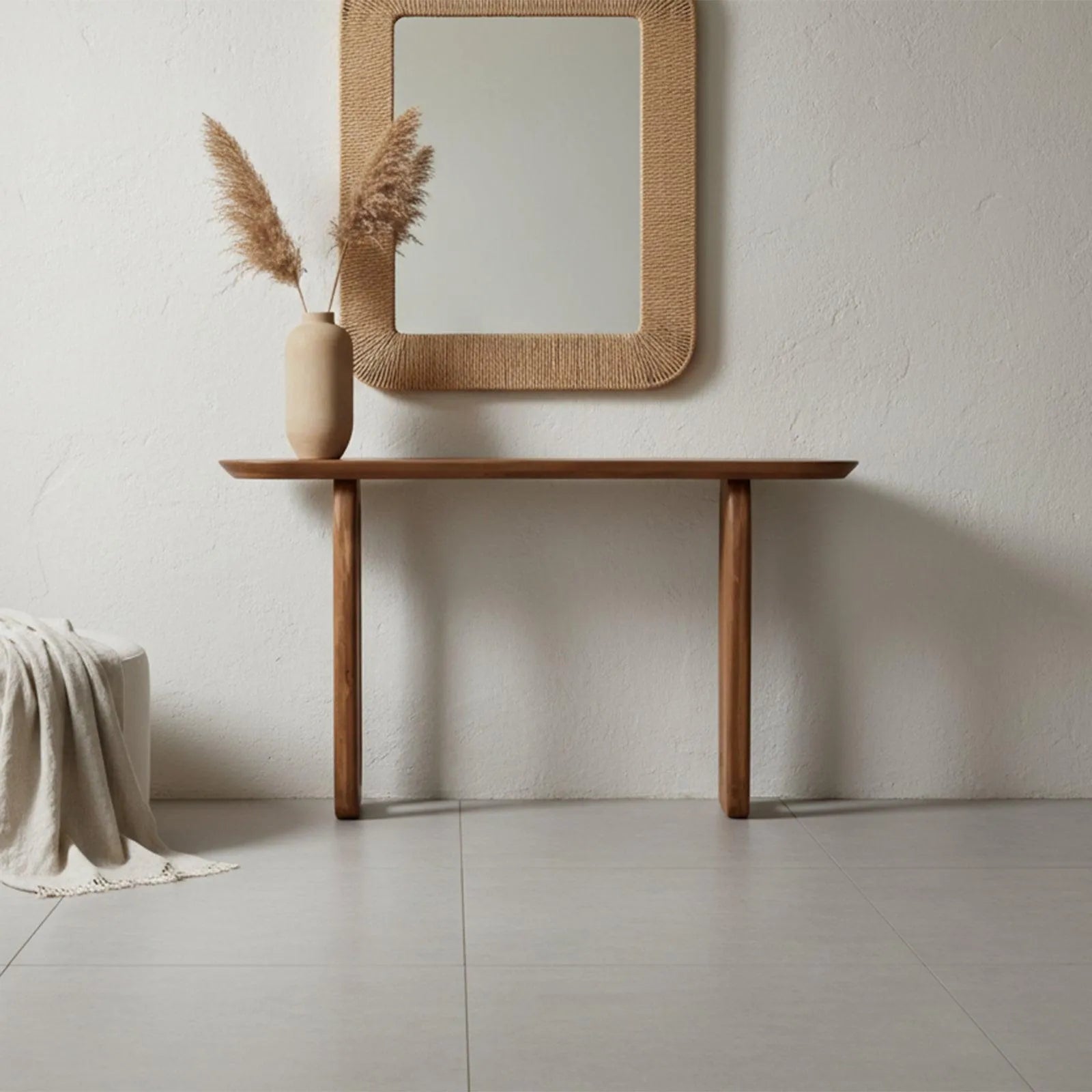 Raw Materials Wandtafel Bullnose 140x35cm Mangohout Bruin - KwaliteitWonen.nl