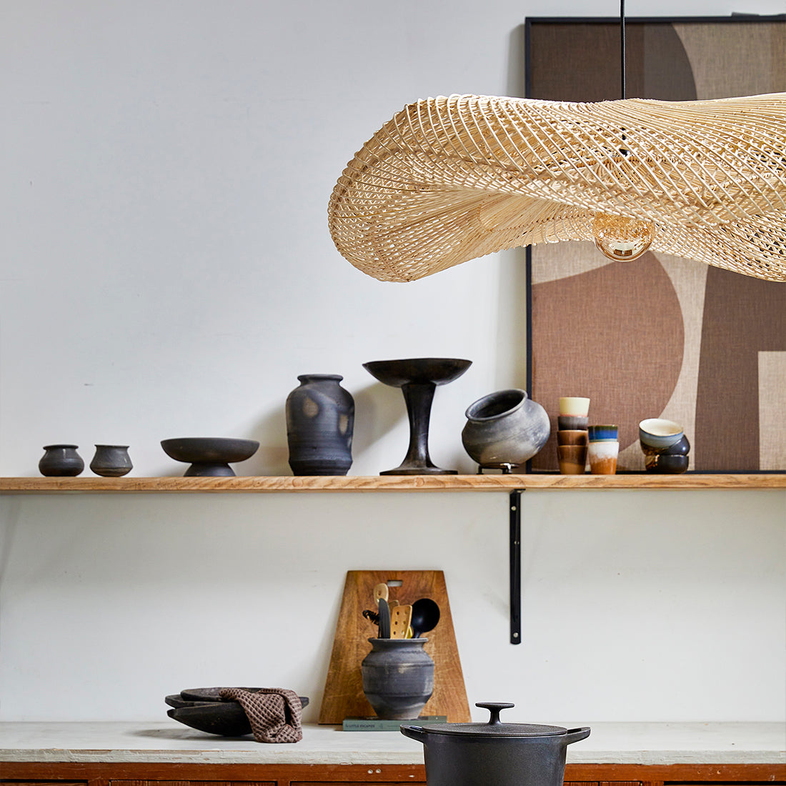Raw Materials Wave Rotan Hanglamp Xl - Ø90x22 Cm - KwaliteitWonen.nl