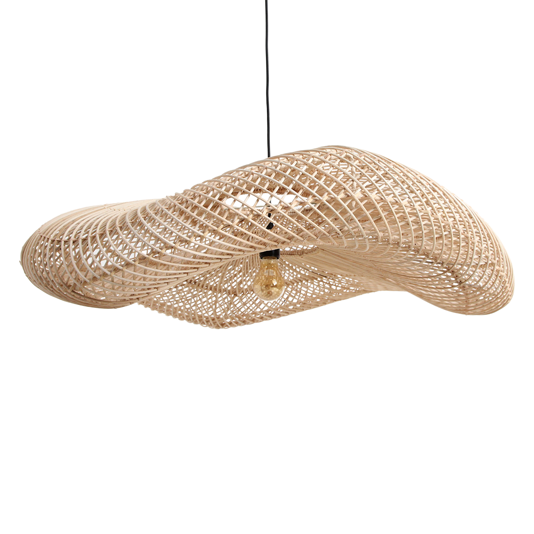 Raw Materials Wave Rotan Hanglamp Xl - Ø90x22 Cm - KwaliteitWonen.nl