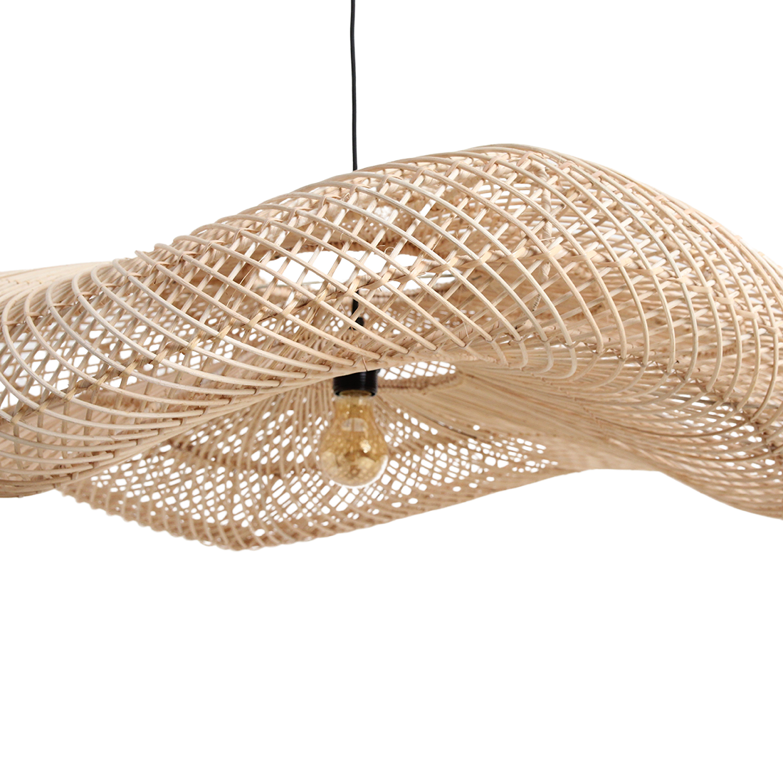 Raw Materials Wave Rotan Hanglamp Xl - Ø90x22 Cm - KwaliteitWonen.nl