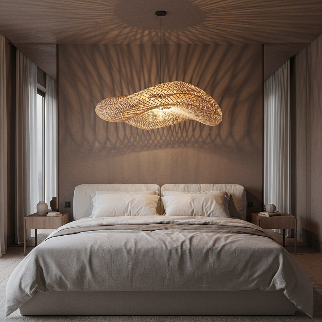 Raw Materials Wave Rotan Hanglamp Xl - Ø90x22 Cm - KwaliteitWonen.nl