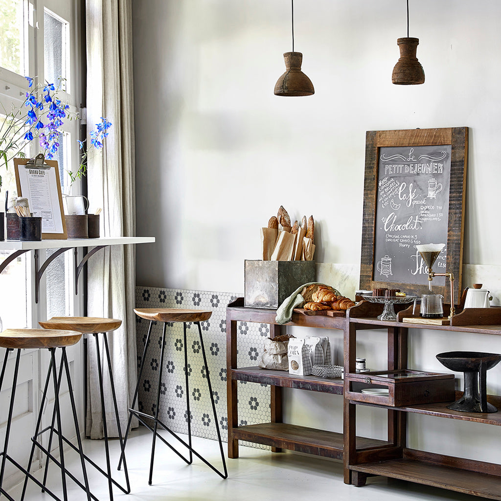 Raw Materials Loft Teakhouten Barkruk Naturel - 41x42x77cm