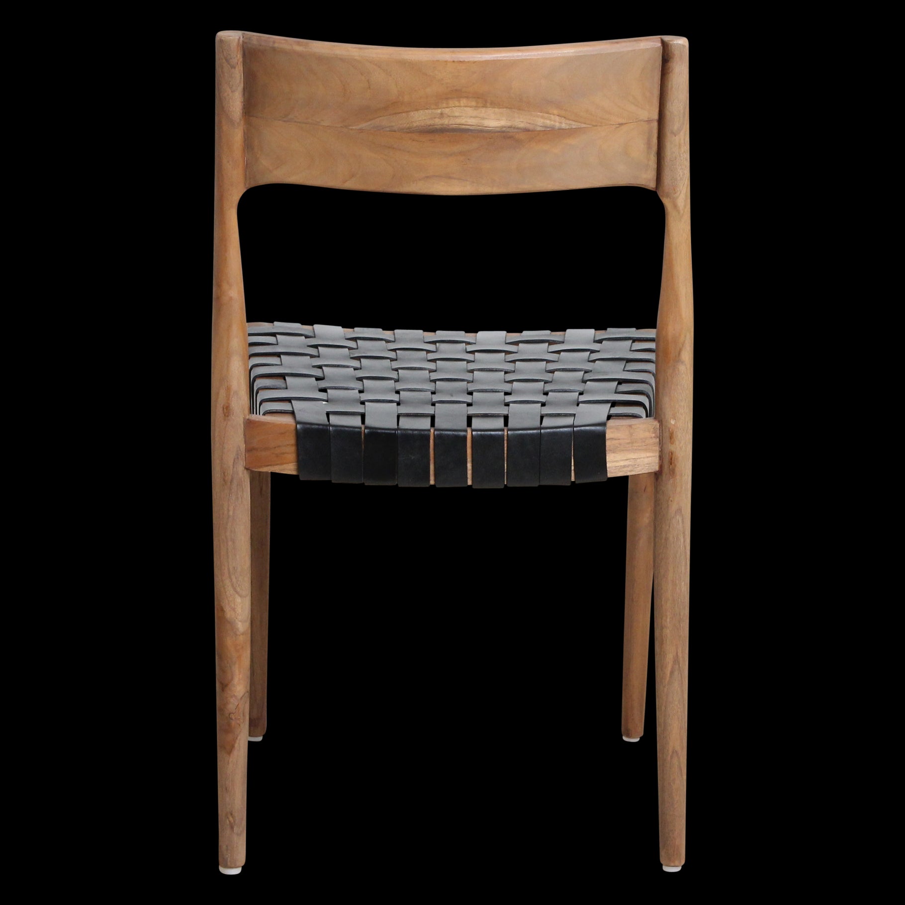 Raw Materials Freya Teak Eetkamerstoel Met Leer - Zwart (Set Van 2)