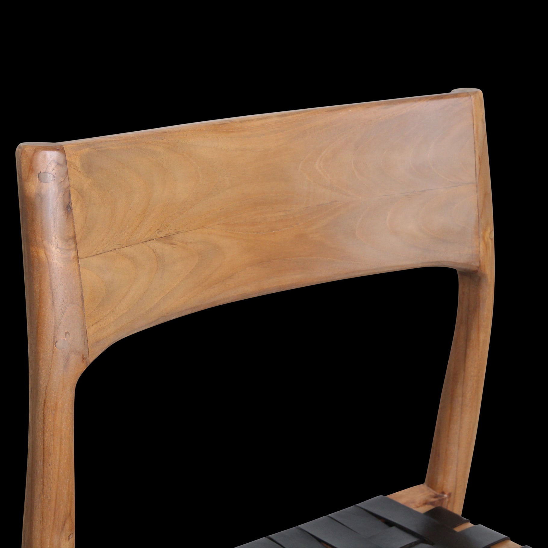 Raw Materials Freya Teak Eetkamerstoel Met Leer - Zwart (Set Van 2)