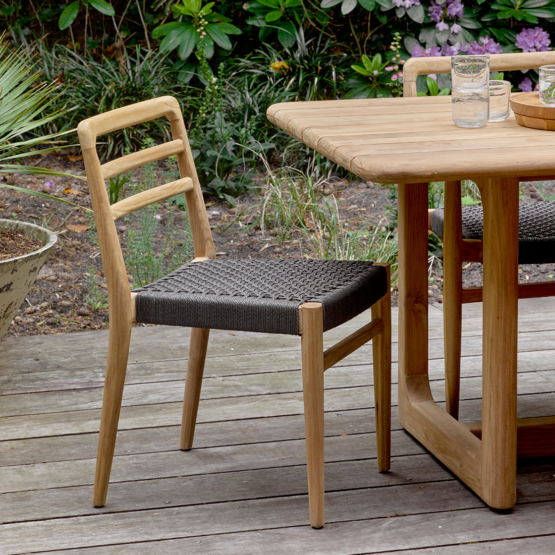 Raw Materials Verano Teakhouten Tuinstoel - Zwart (Set Van 2)