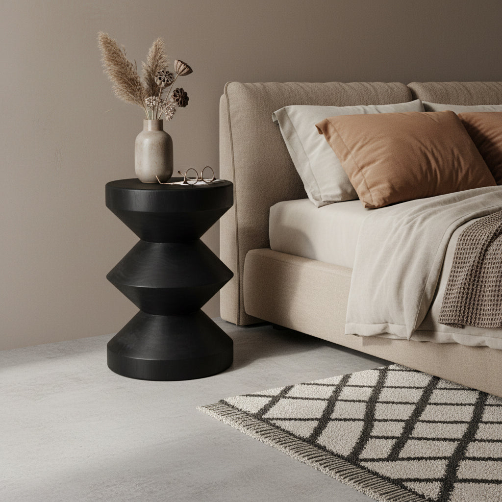 Raw Materials Teakhouten Bijzettafel Rizo Zwart