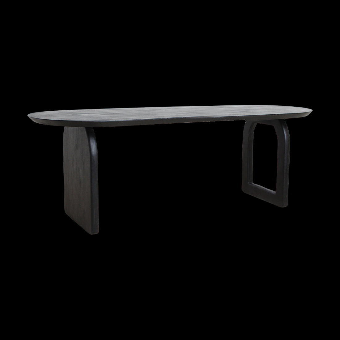 Raw Materials Eettafel Mangohout Zwart 200x90cm Mix Onderstel