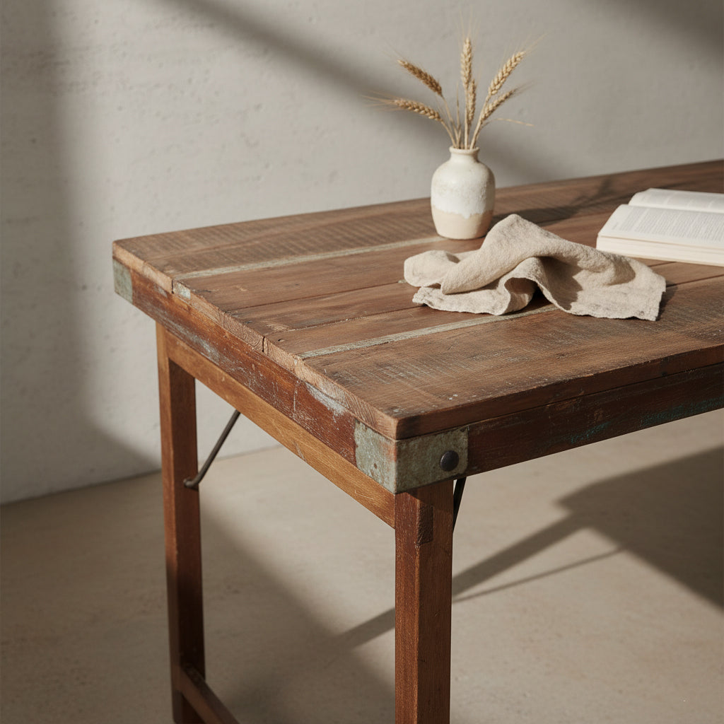 Raw Materials Inklapbare Vintage Eettafel Xl - Gerecycled Hout - 190x80cm
