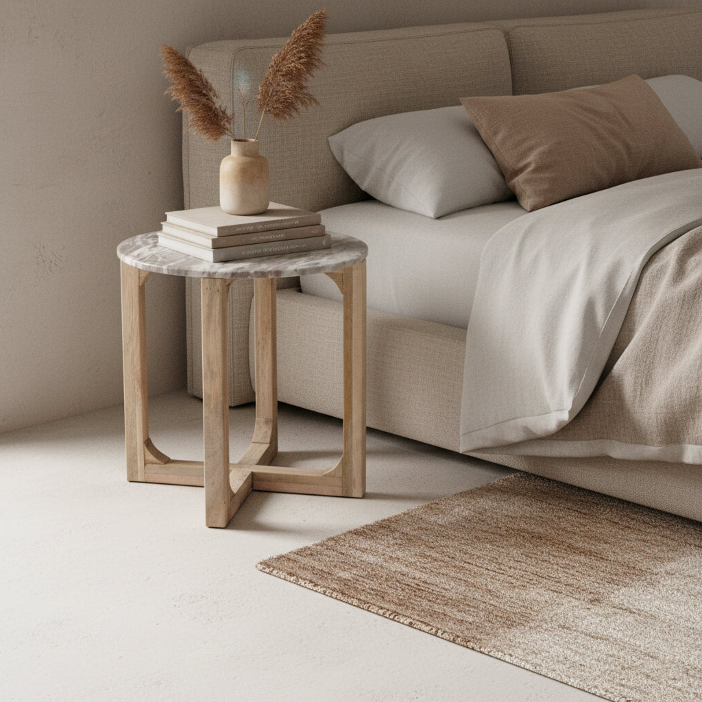 Raw Materials Marmeren Bijzettafel Rond - Bruin Wit