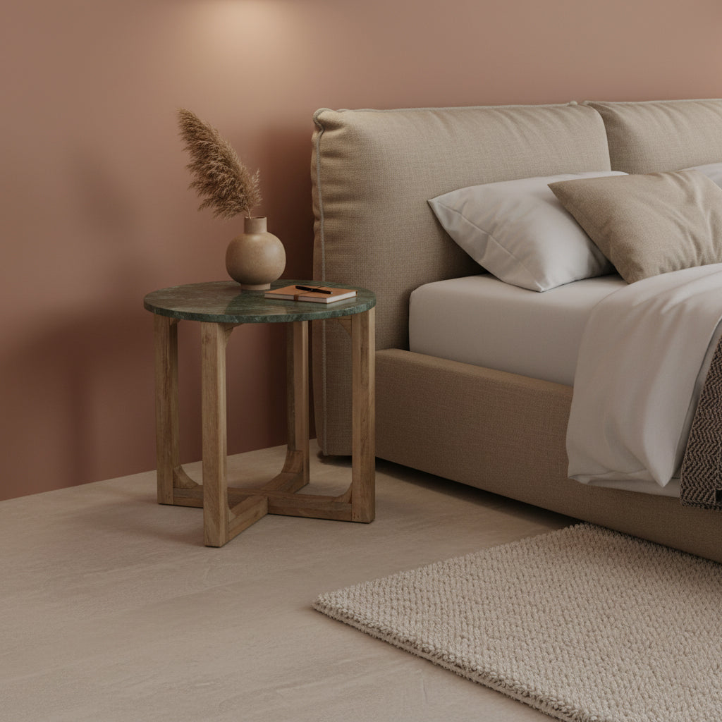 Raw Materials Marmeren Bijzettafel Rond - Groen