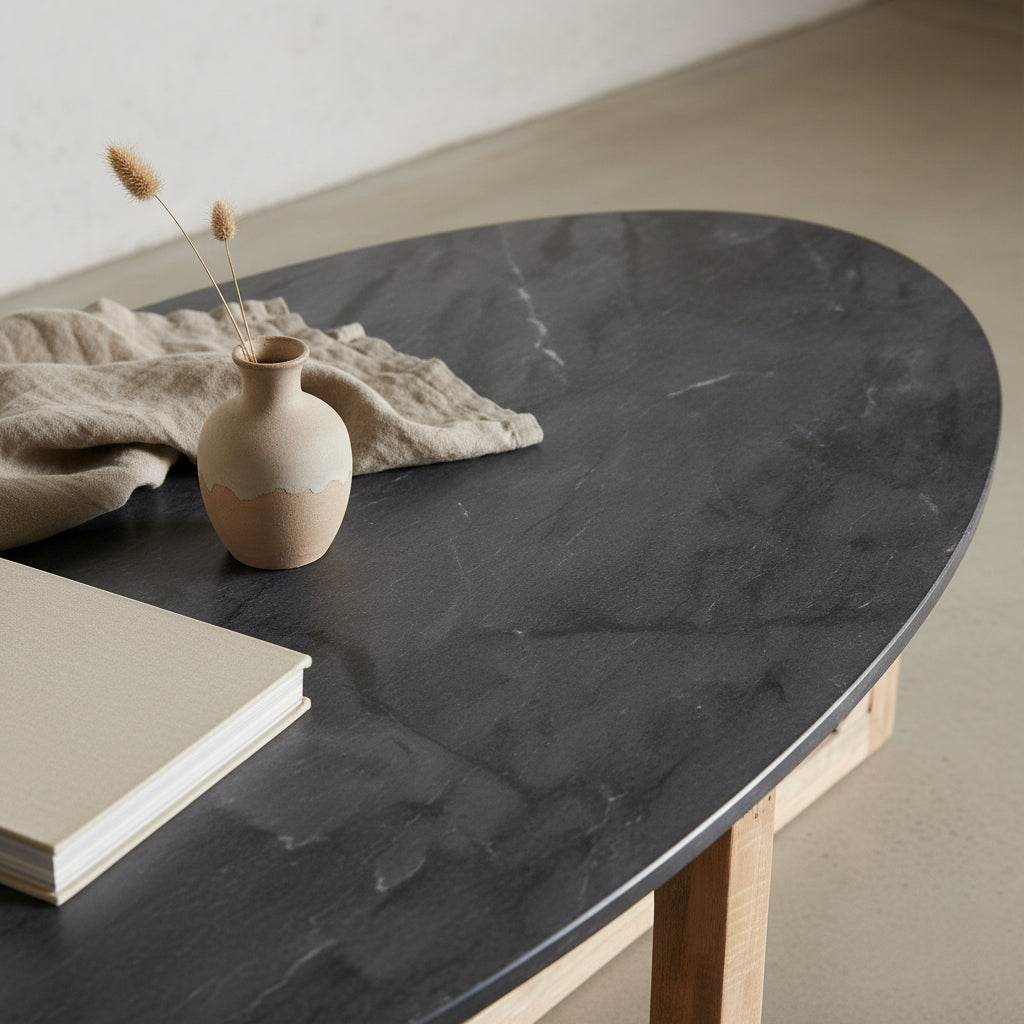 Raw Materials Ovale Marmeren Salontafel Zwart 120x60cm