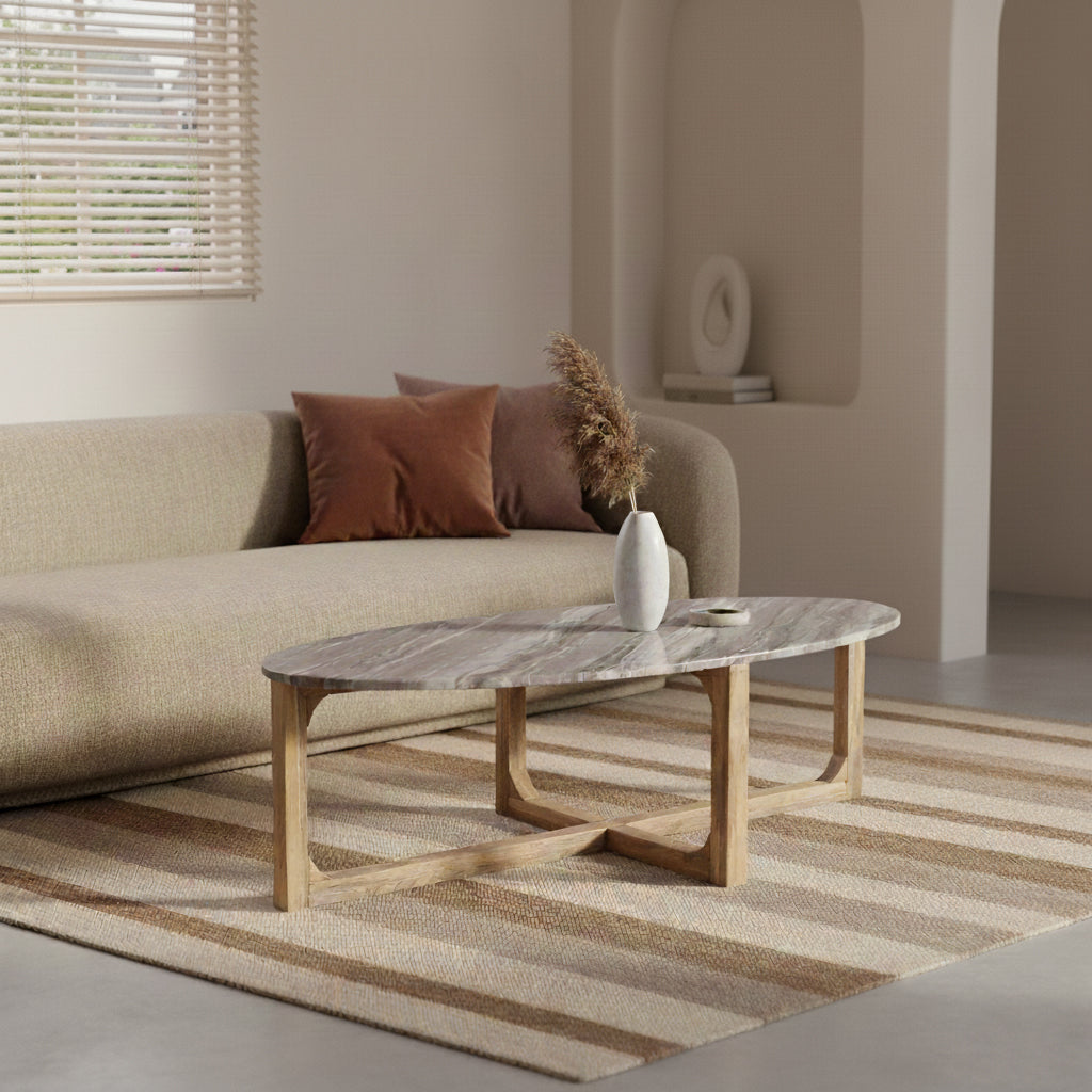 Raw Materials Ovale Marmeren Salontafel Fantasy Bruin 120x60cm